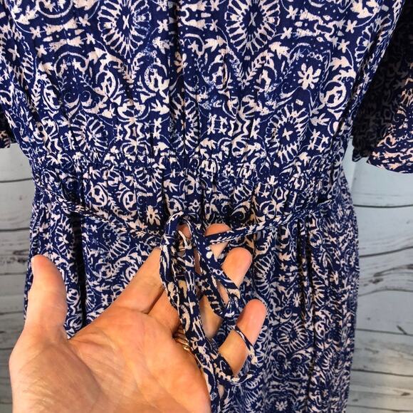 Artesia Boho Chic Button Front Short Sleeve Maxi tasel neck closing size medium - Picture 11 of 12